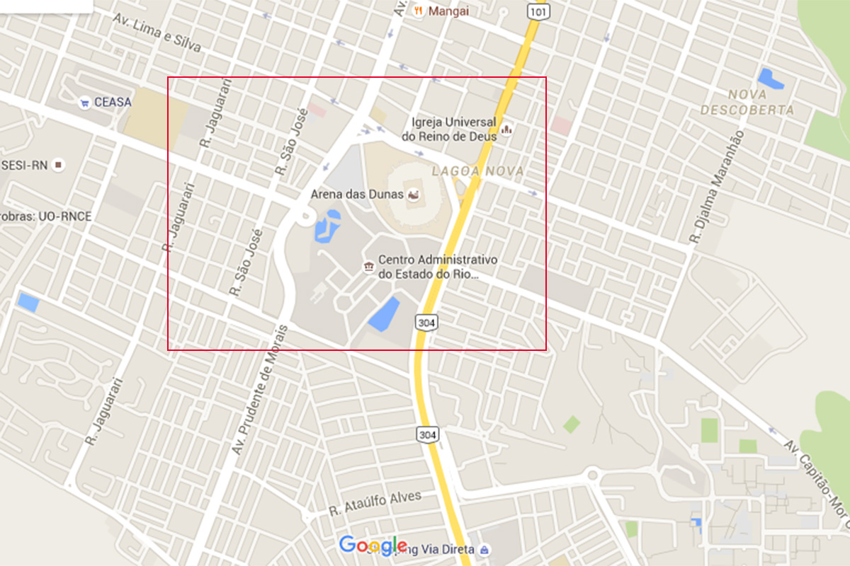 O mapa mostra como se fosse uma avenida só