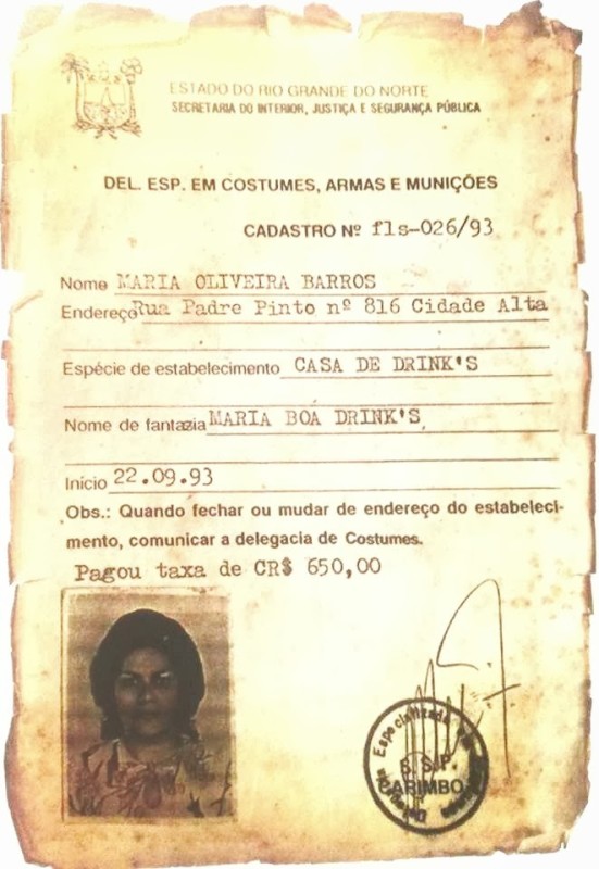 Registro da atividade da casa de Maria Boa, quatro anos antes de sua morte